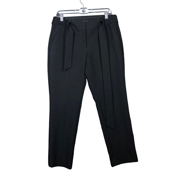 LOFT Womens Pants Black Julie Ankle Belted Work Casual Polyester Blend Stretch 6 - Picture 1 of 13